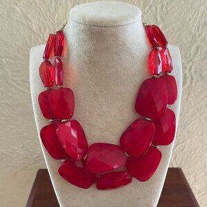 Simply Vera Vera Wang Red Faceted Statement Bib Necklace Gold Tone.